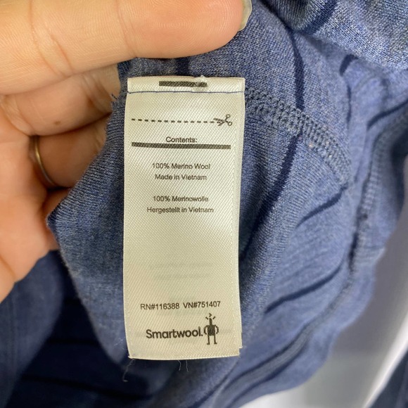 Smartwool Merino Wool 1/4 Zip Base Layer Top Shirt Stripes Mens XL - Picture 6 of 10